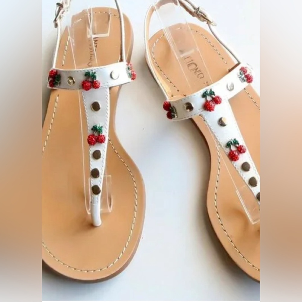 - Antonio melani leather ringhston sandals white
